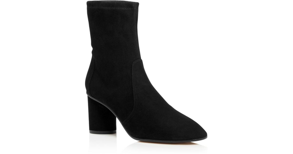 stuart weitzman black wren 75 suede heeled ankle boots