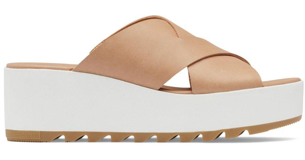 Sorel Cameron Platform Wedge Sandals in White | Lyst