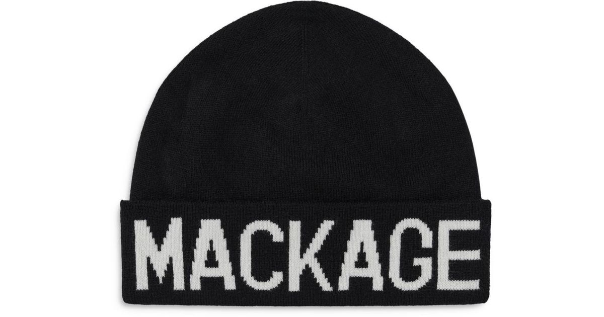 Mackage Wool Logo Beanie in Black/White (Black) | Lyst