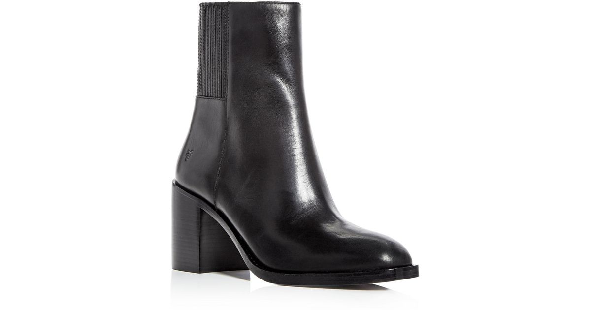 frye block heel leather booties