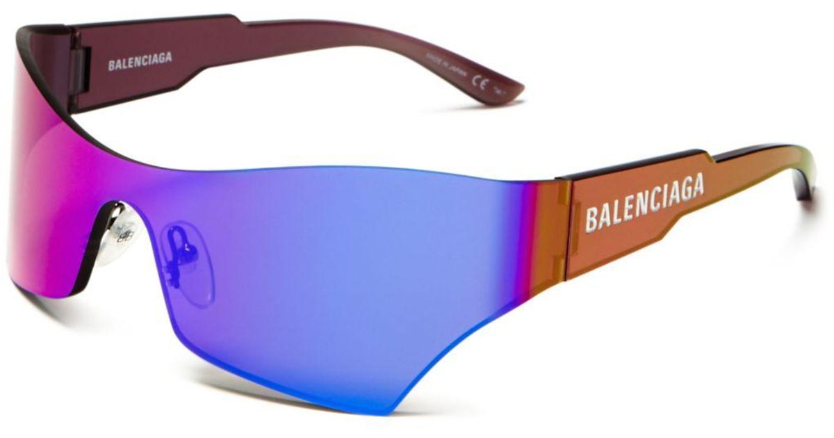 Balenciaga Women's Mirrored Shield Sunglasses in Violet (Purple) - Lyst