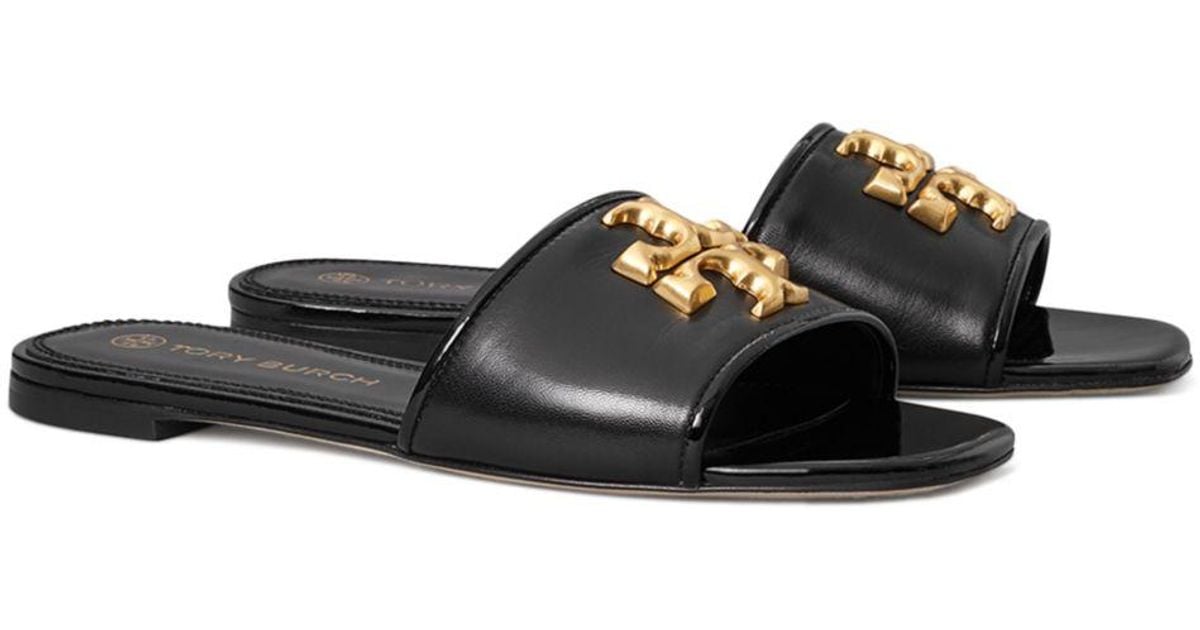 Tory Burch Leather Eleanor Slide Sandals in Black Lyst