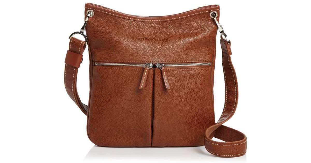 Longchamp Brown Le Foulonne Flat Zip Leather Crossbody Longchamp Brown Le Foulonne Flat Zip Leather Crossbody