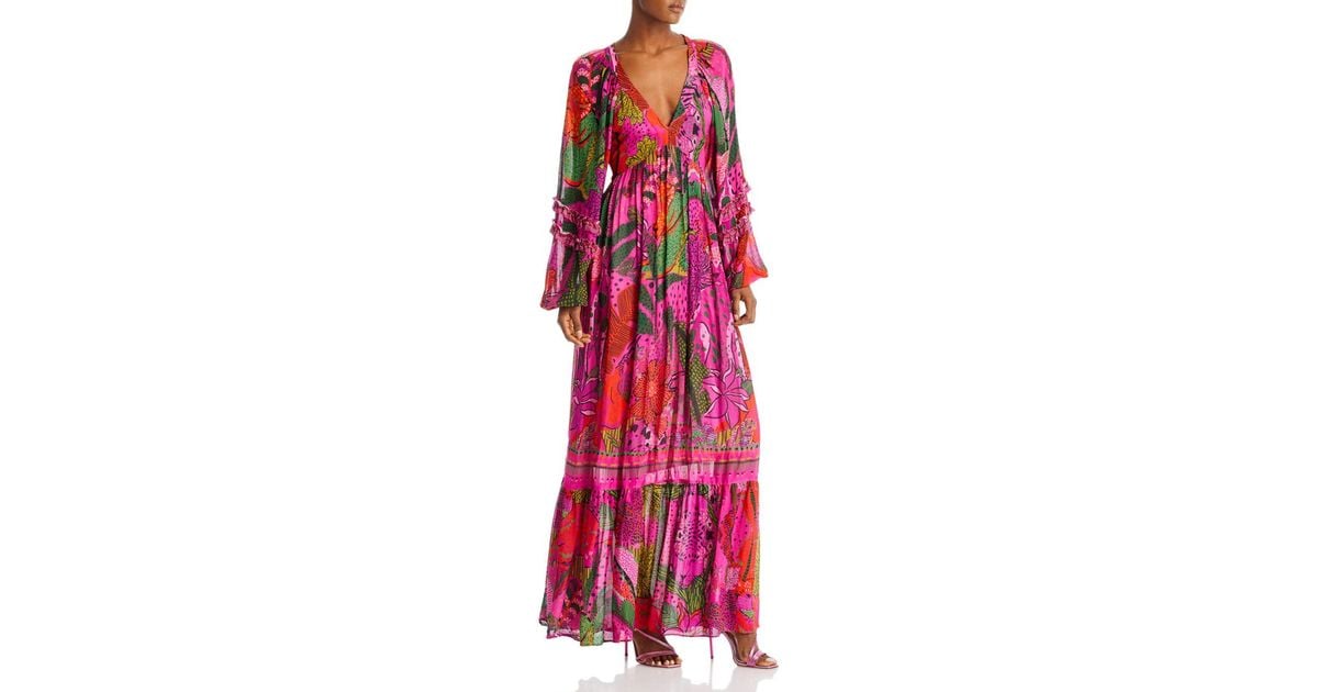 FARM Rio Cool Leopards Maxi Dress in Red | Lyst