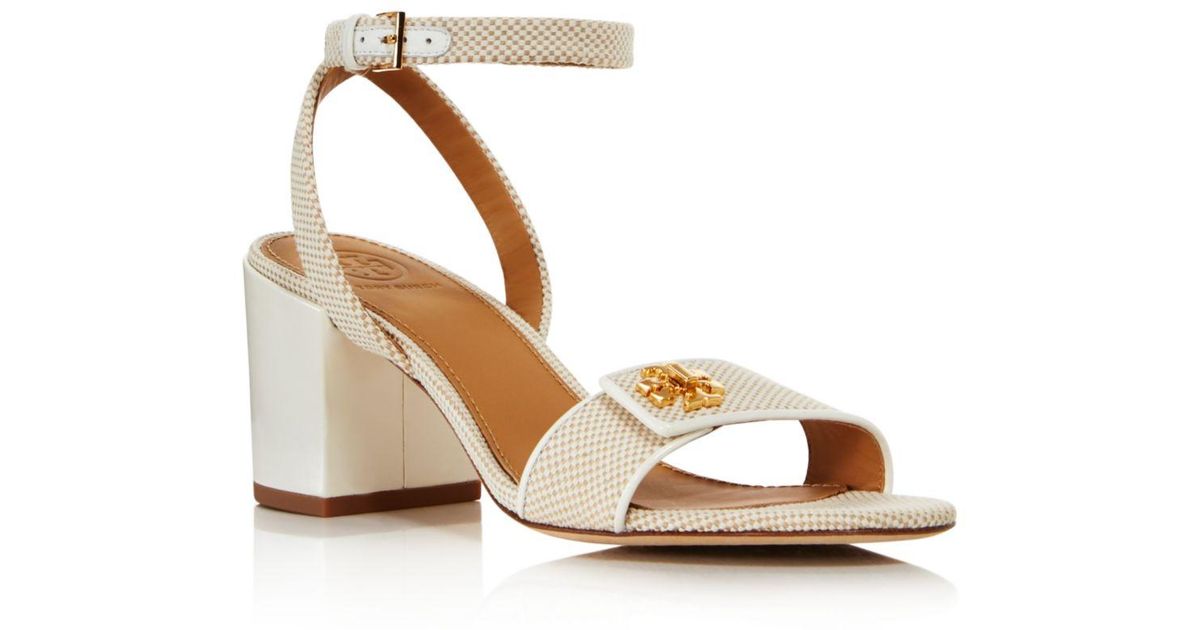 Tory Burch Kira Canvas And Leather Sandals in Natural | Lyst