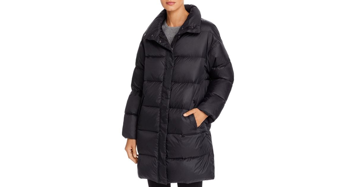 Eileen Fisher Fleece Down Puffer Coat in Black - Lyst