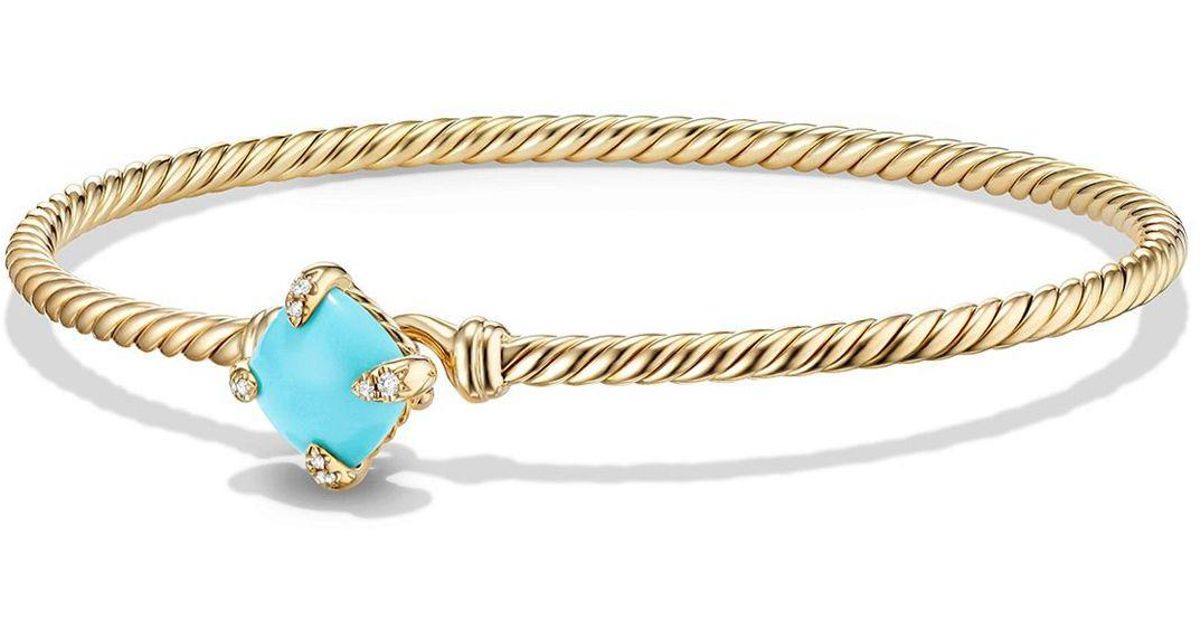 David Yurman Chatelaine Bracelet With Turquoise And Diamonds In 18k