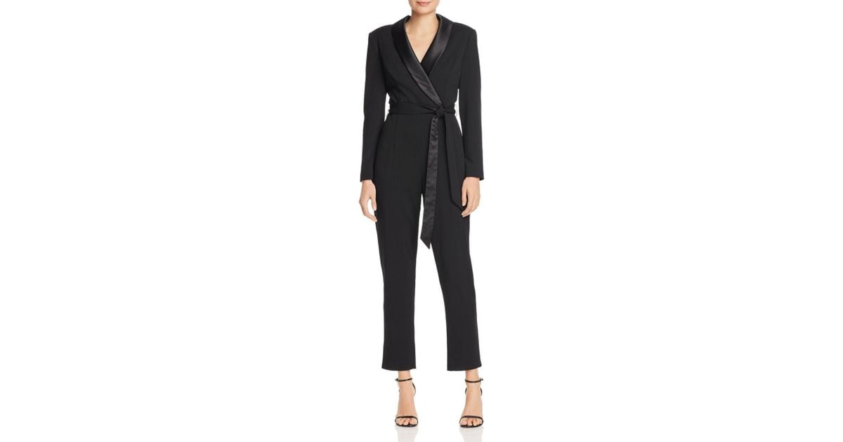 adrianna papell crepe tuxedo wrap jumpsuit