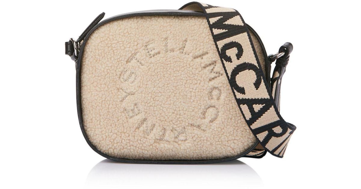 Stella McCartney Leather Mini Faux Shearling Camera Bag in Black Lyst
