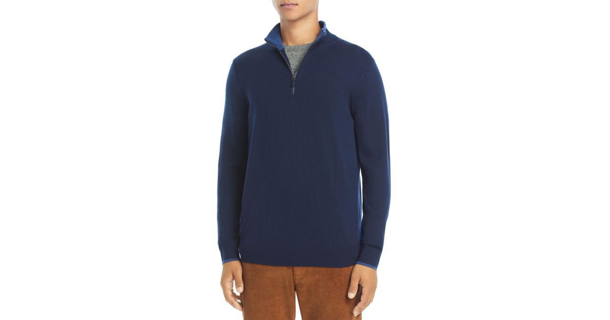 Michael Kors Quarter Zip Merino Wool Sweater in Dark Midnight (Blue) for Men - Lyst