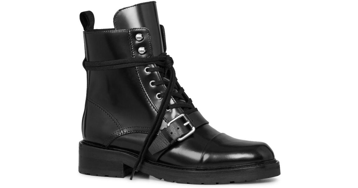 AllSaints Women's Donita Leather Lace Up Combat Boots in Black | Lyst