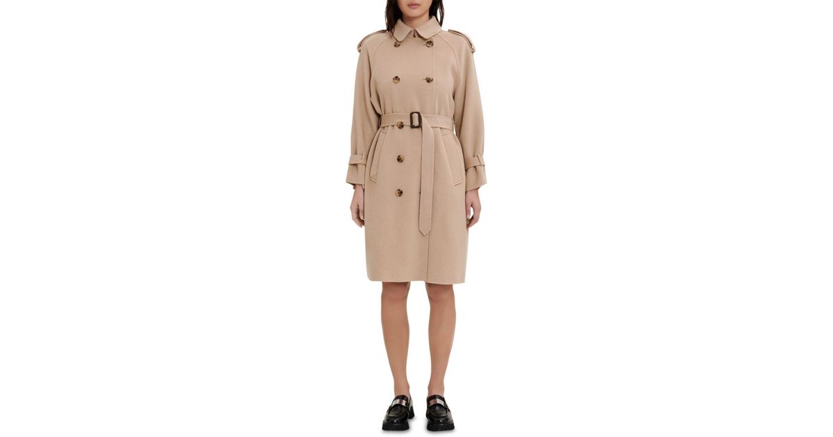 Maje Wool Grenchman Trench Coat in Beige (Natural) - Lyst
