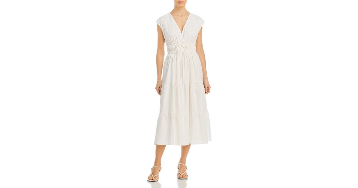 Rails Lucia Drawstring Waist Midi Dress in White | Lyst