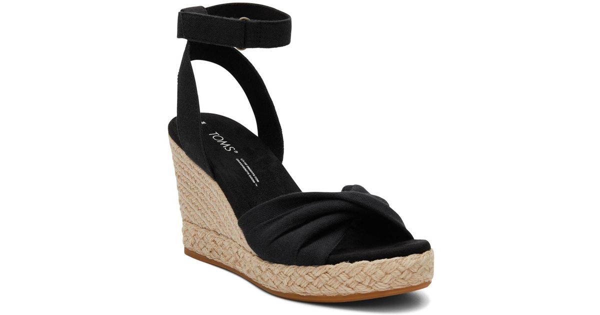 TOMS Marisela Platform Rope Wedge Sandals in Black Lyst