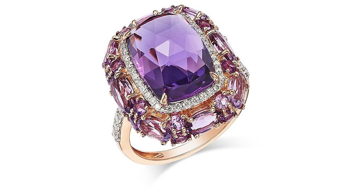 Bloomingdale's Fine Collection Amethyst & Diamond Halo Ring in Purple ...