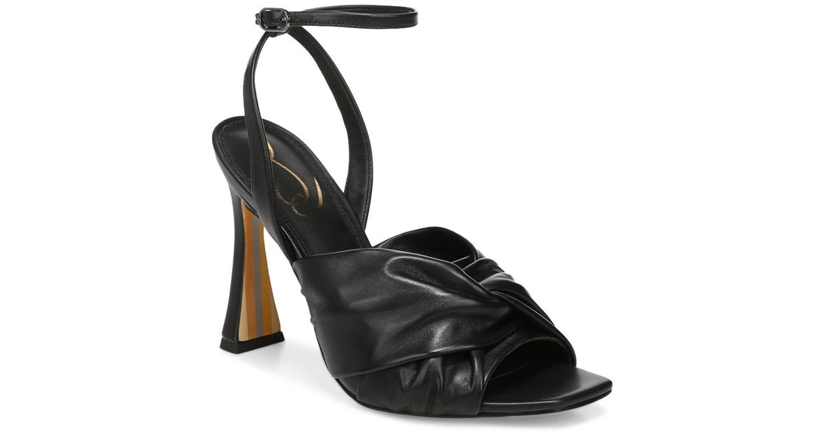 Sam Edelman Lavendar Twist Ankle Strap High Heel Sandals in Black | Lyst
