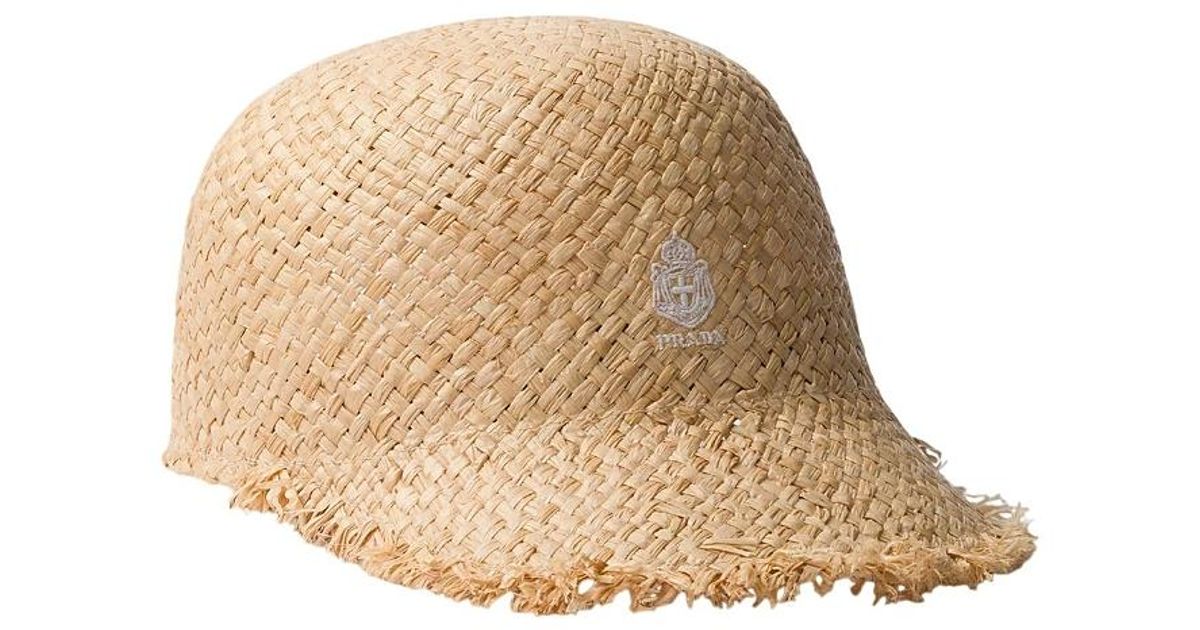 Prada Raffia Baseball Cap in Natural | Lyst