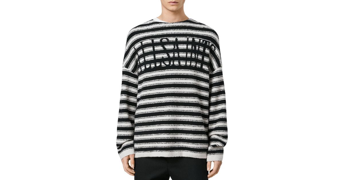 all saints striped sweatshirt
