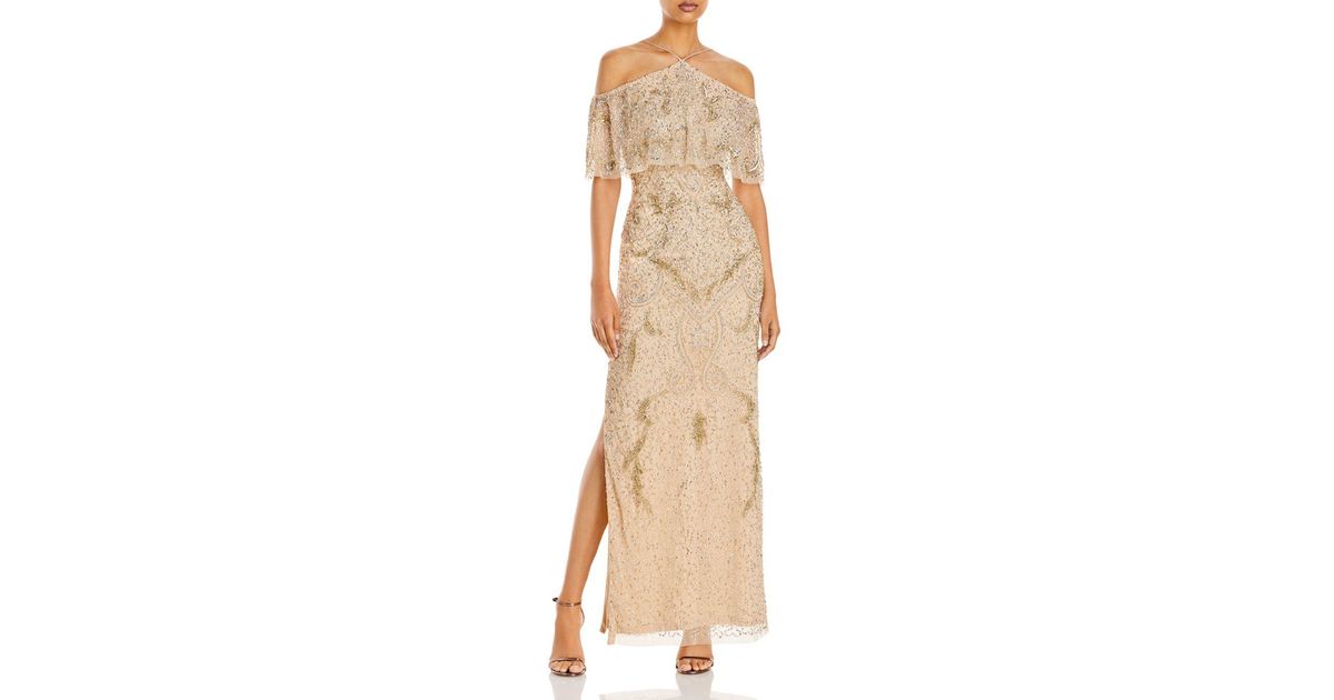 aidan mattox cold shoulder gown