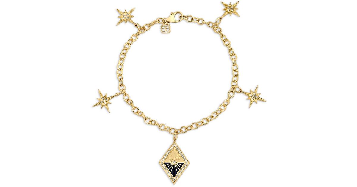 Sydney Evan 14K Celestial Diamond Multi Starburst And Sundial Medallion ...
