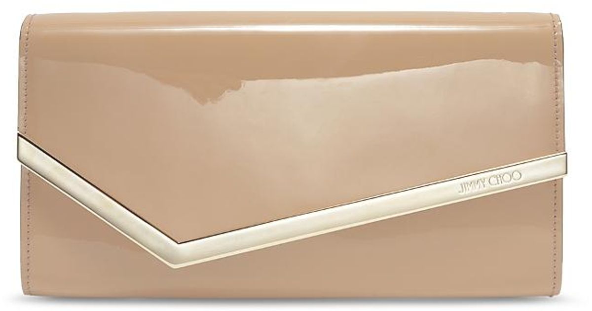 Jimmy Choo Emmie Leather Clutch in Natural | Lyst