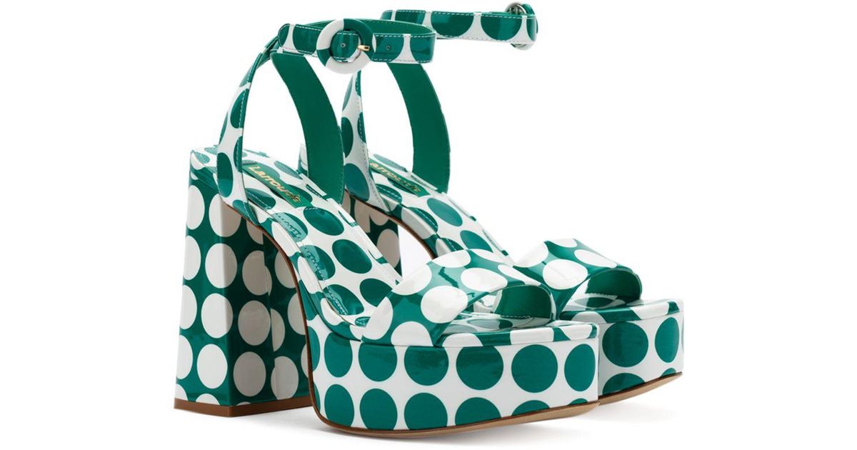 Larroude Dolly Ankle Strap Platform High Heel Sandals in Green | Lyst