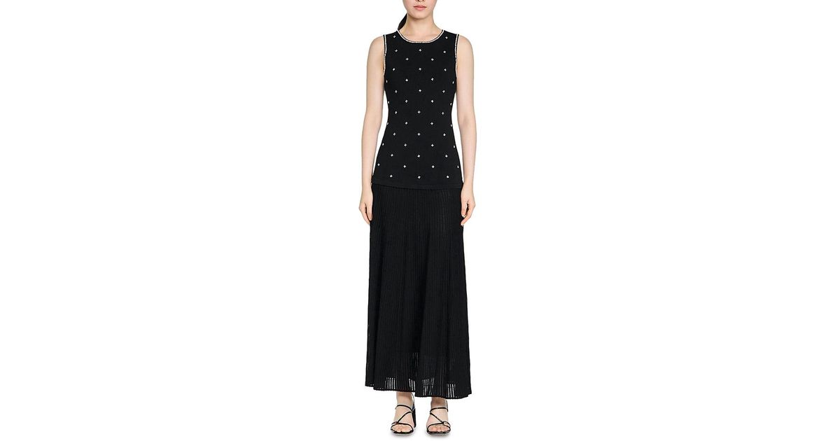 Sandro Theodora Embellished Maxi Dress in Black | Lyst