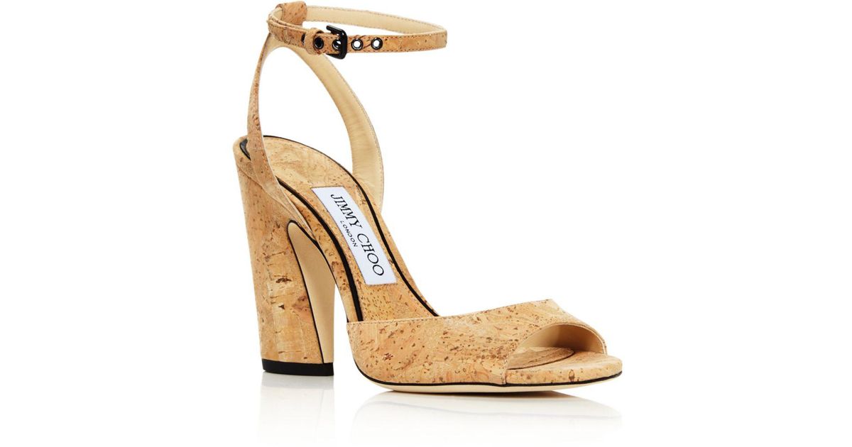 cork high heel sandals