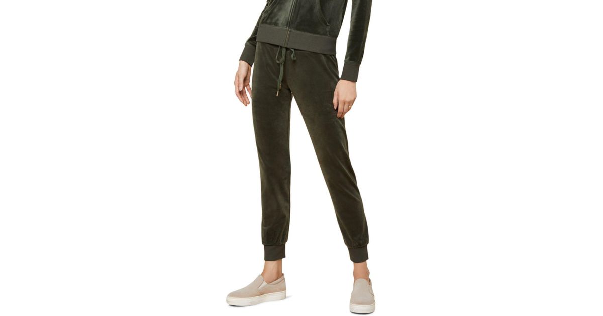 Juicy Couture Luxe Zuma Velour Jogger Pants in Dark Moss (Green) | Lyst
