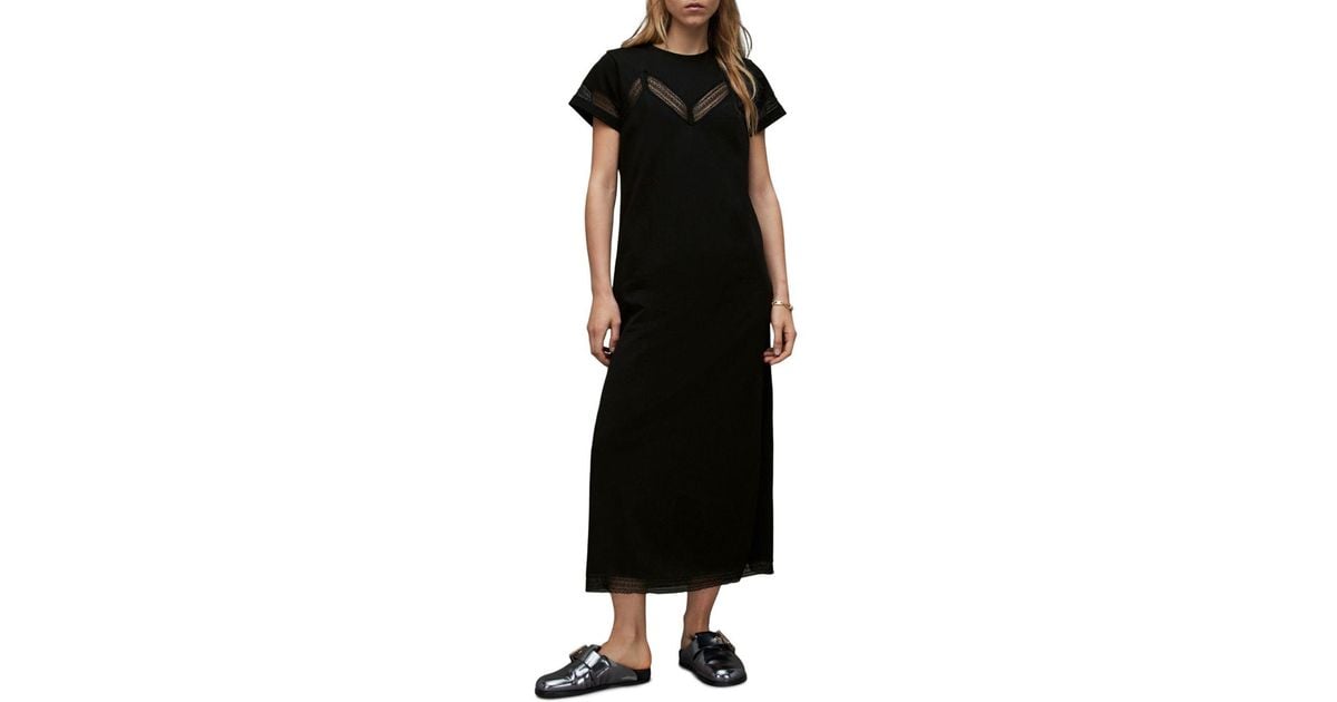AllSaints Anna Lace Maxi Dress in Black | Lyst