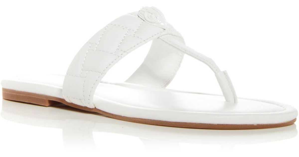 Kurt Geiger Leather Kensington Embellished Thong Sandals in White | Lyst
