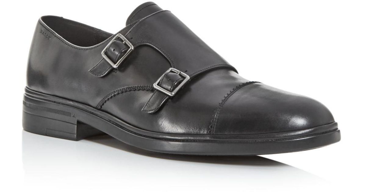 Bally Neos Leather Double Monkstrap Oxfords in Black for Men - Lyst