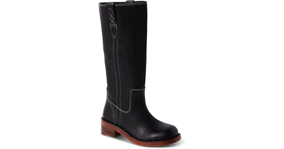 Free People Blaze Block Heel Boots in Black | Lyst
