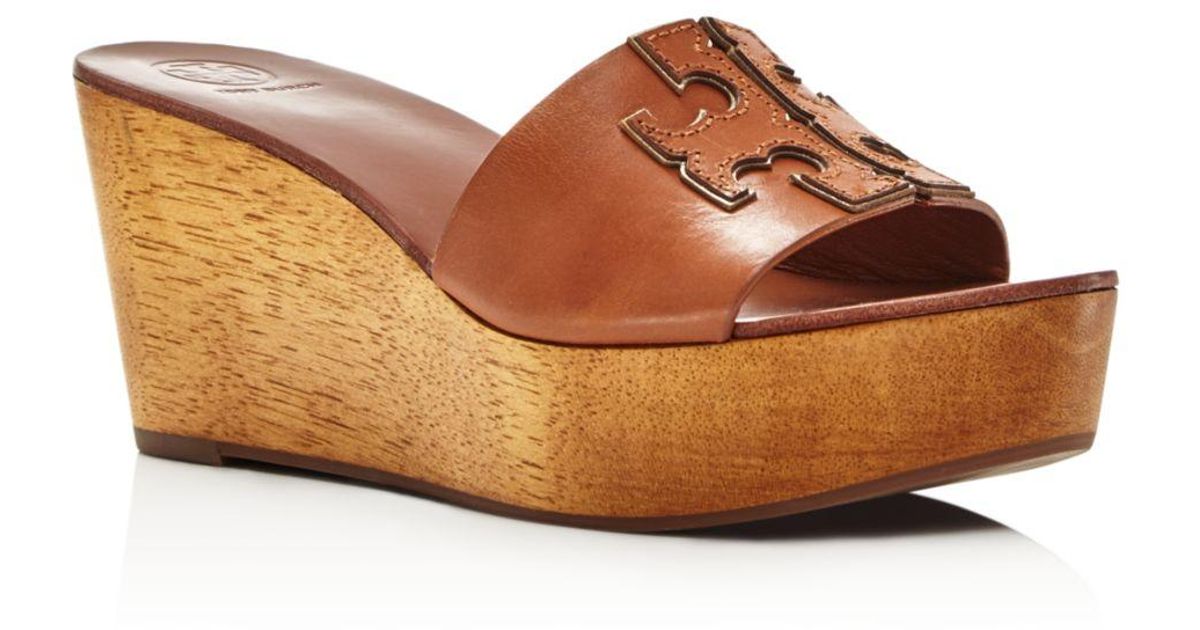 Tory Burch Women's Ines Wedge Platform Slide Sandals in Brown | Lyst