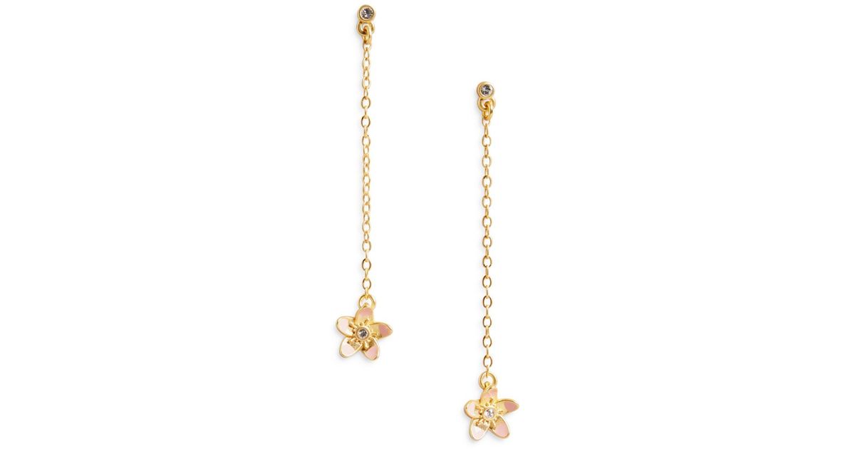 Ted Baker Blossom Pavé Flower Linear Drop Earrings in White Lyst