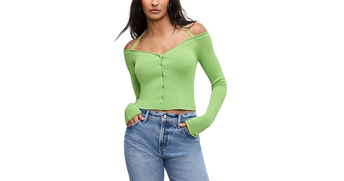 Good American Jeans Off Shoulder Top GOOD AMERICAN Stretch