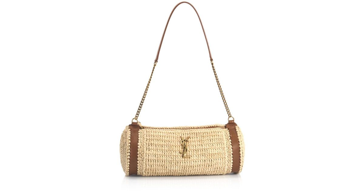 Saint Laurent Raffia Tube Bag in Metallic Lyst