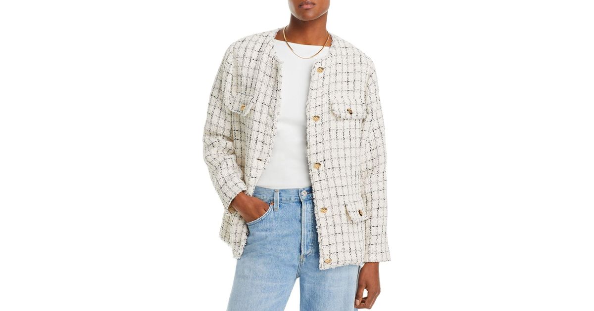 Anine Bing Janet Plaid Jacket in White | Lyst