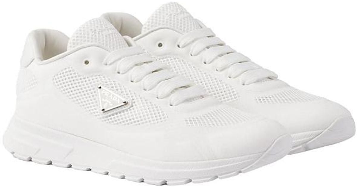 Prada Prax 2.0 Fabric And Mesh Sneakers in White | Lyst