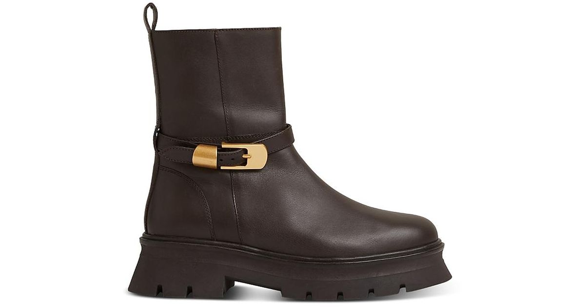 Reiss Elena Chunky Ankle Boots in Brown Lyst