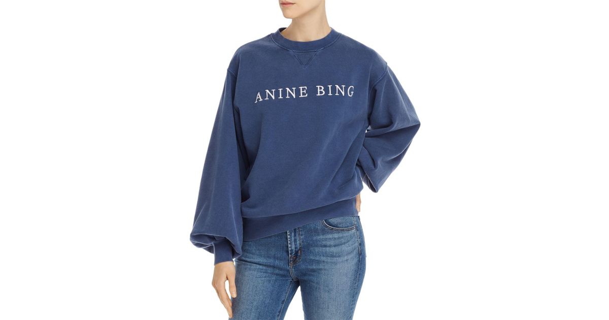 Anine Bing Cotton Esme Sweatshirt - Blue - Lyst