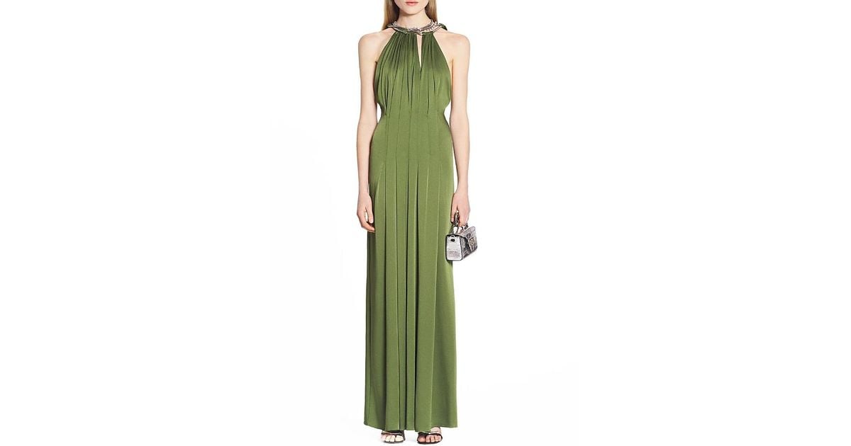 Lanvin Long Halterneck Dress in Green Lyst