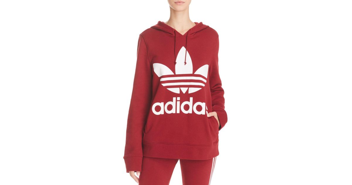 adidas burgundy trefoil hoodie