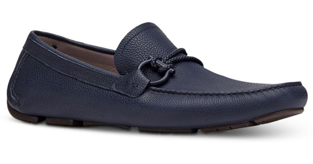 Ferragamo Leather Front 4 Driving Shoe in Blue Marine (Blue) for Men - Lyst