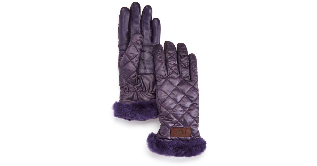 UGG Quilted Shearling - Cuff Tech Gloves in Purple - Lyst