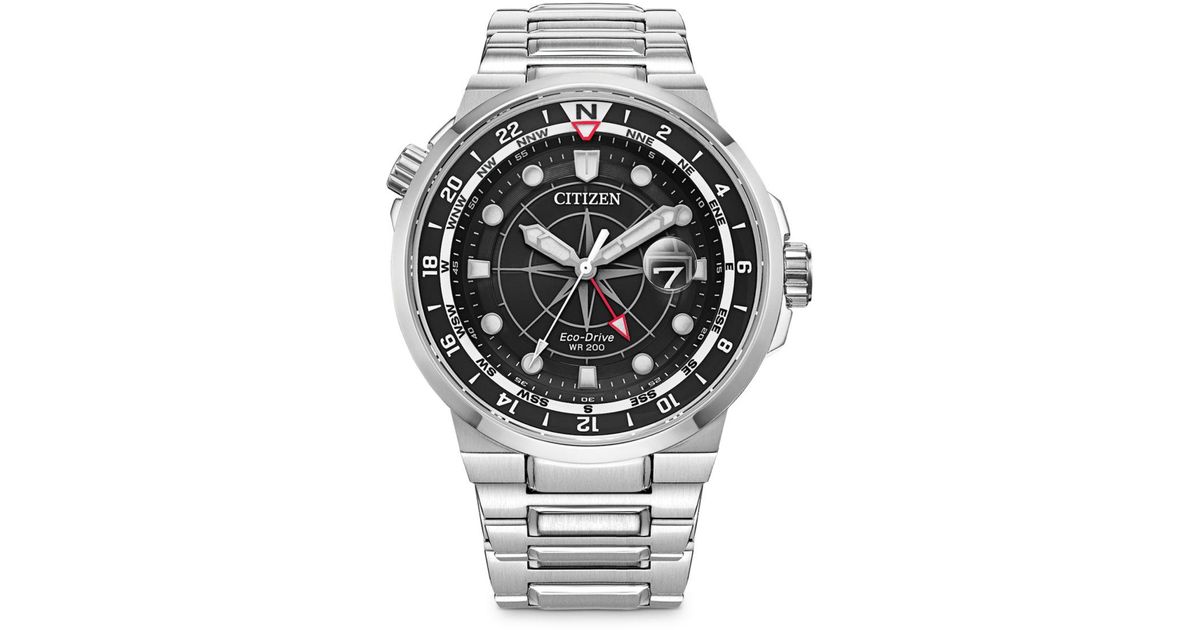 Citizen Eco Drive Endeavor Stainless Steel Watch in Black/Silver