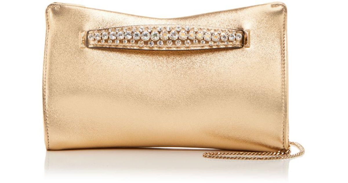 Jimmy Choo Leather Venus Embellished Clutch in Gold (Metallic) Lyst