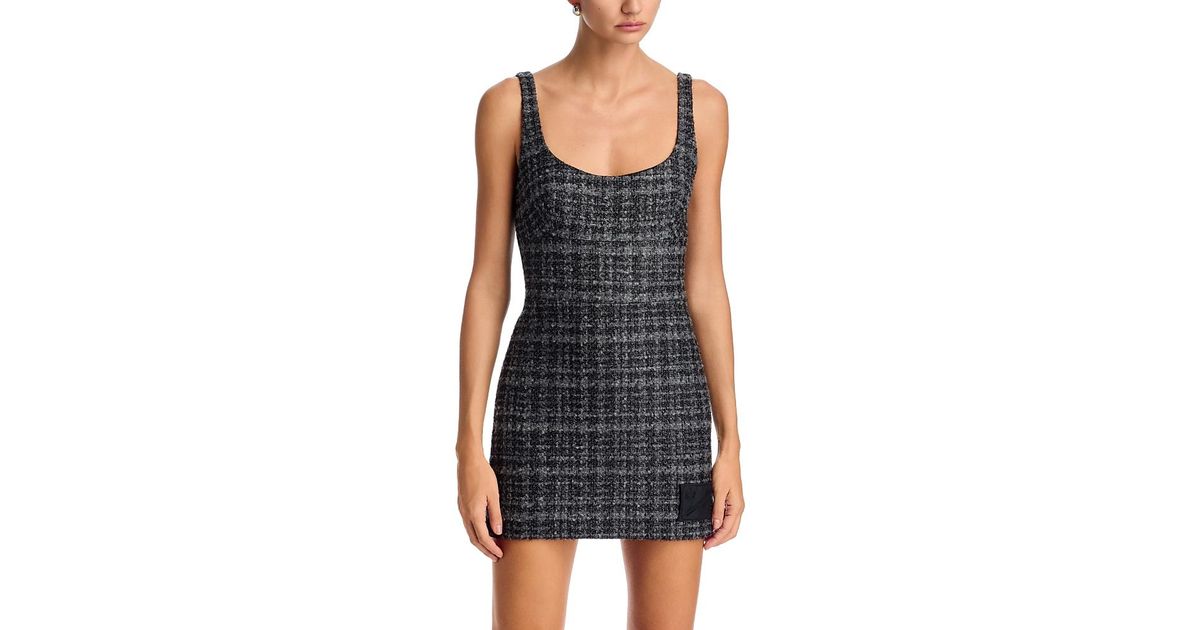 Alexander Wang Tweed Fitted Mini Dress in Black | Lyst
