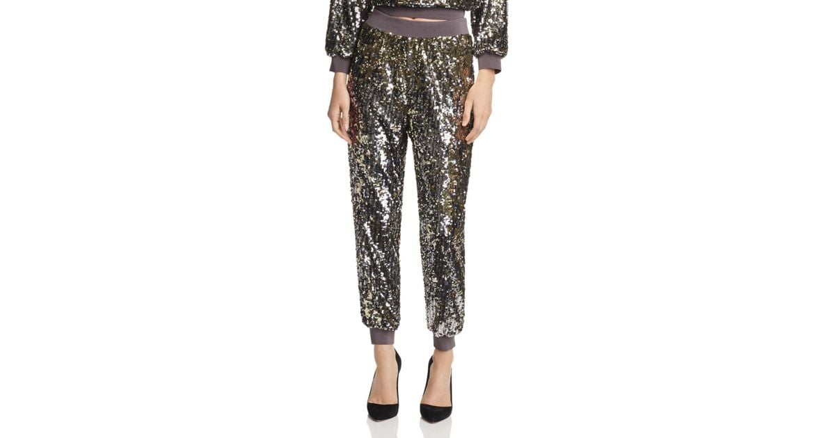 alice and olivia sequin joggers