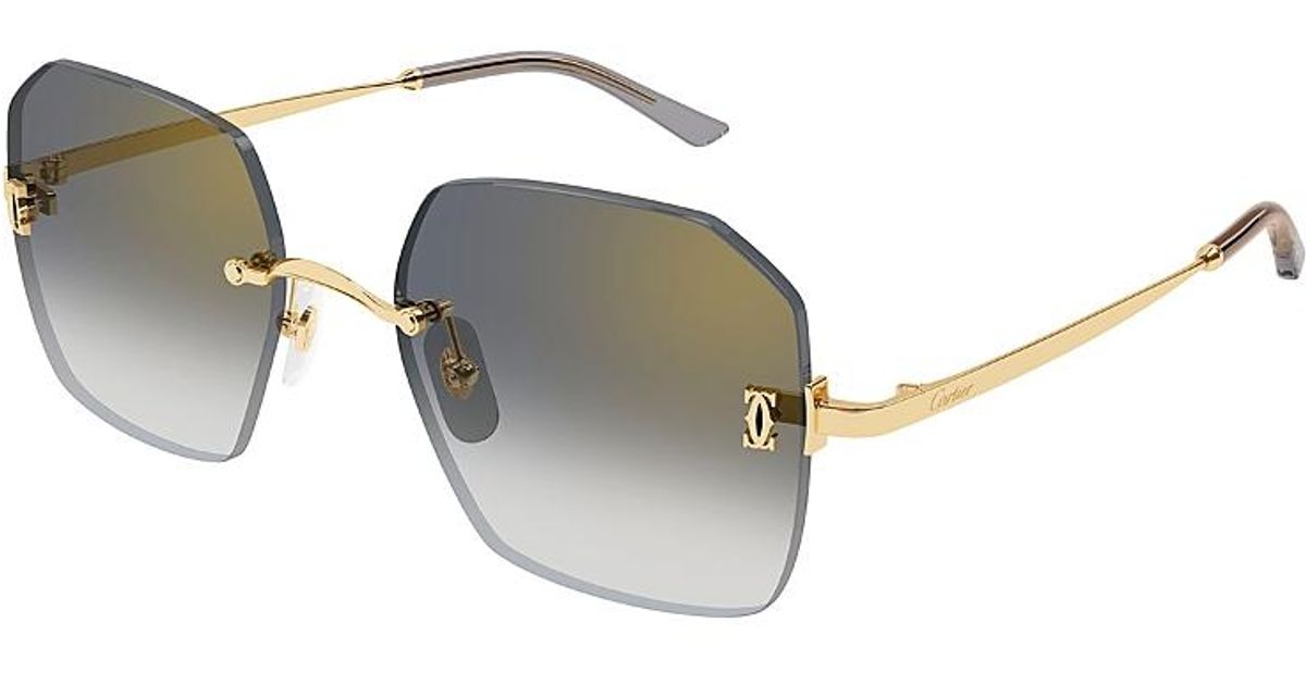 Cartier Geometric Sunglasses, 55Mm in Metallic | Lyst